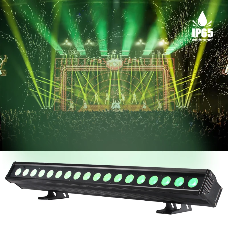 RGBWA+UV DX512 18X15W led facade linear wall washer light strip with remote control IP65 waterproof outdoor building lighting