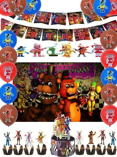 FNAF Five Nights Horrible Birthday Decoration Balloon Banner Backdrop Cake  Topper Horrible Party Supplies Baby Shower - AliExpress