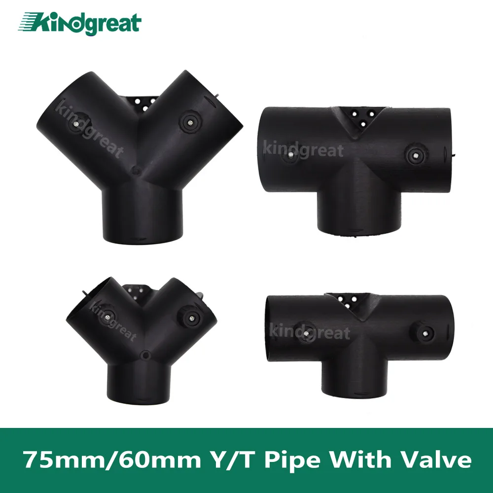 

60mm/75mm 2kw 5kw Diesel Parking Heater Air Vent Ducting Exhaust Connector Y T Pipe With Dual Valve For Webasto Eberspacher