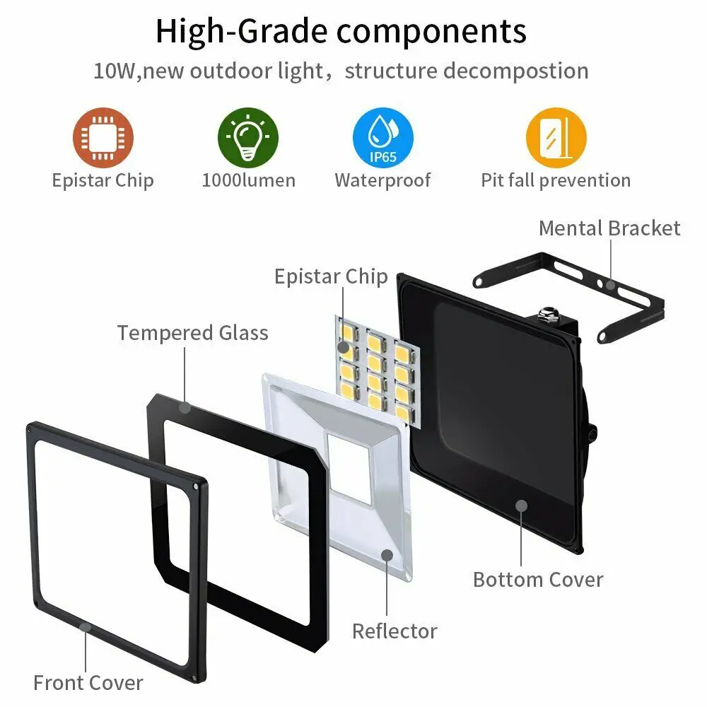 LED Flood Light 200W 300W 400W Outdoor Floodlights Lamp 220V-240V Cool White IP66 with AU Plug For Outdoor Wall Garden — view 5
