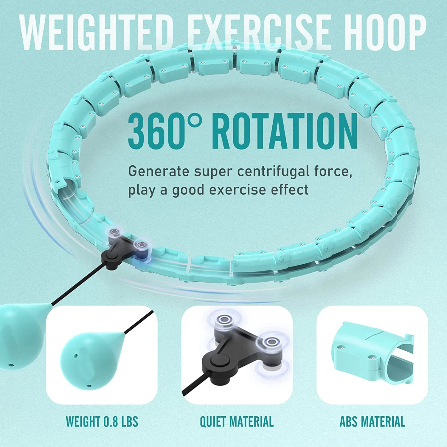 Weighted Hula Circle Hoops for Adults Weight Loss, Infinity Hoop Fit Plus  Size 47 Inch, 24 Detachable Links, Exercise Hoola Hoop Suitable for Women