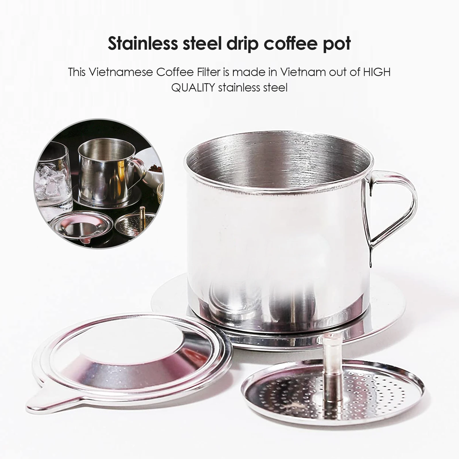 Vietnamese Coffee Filter Stainless Steel Maker Pot Portable Home Office Travel Camping Durable 115/135 165/310ML