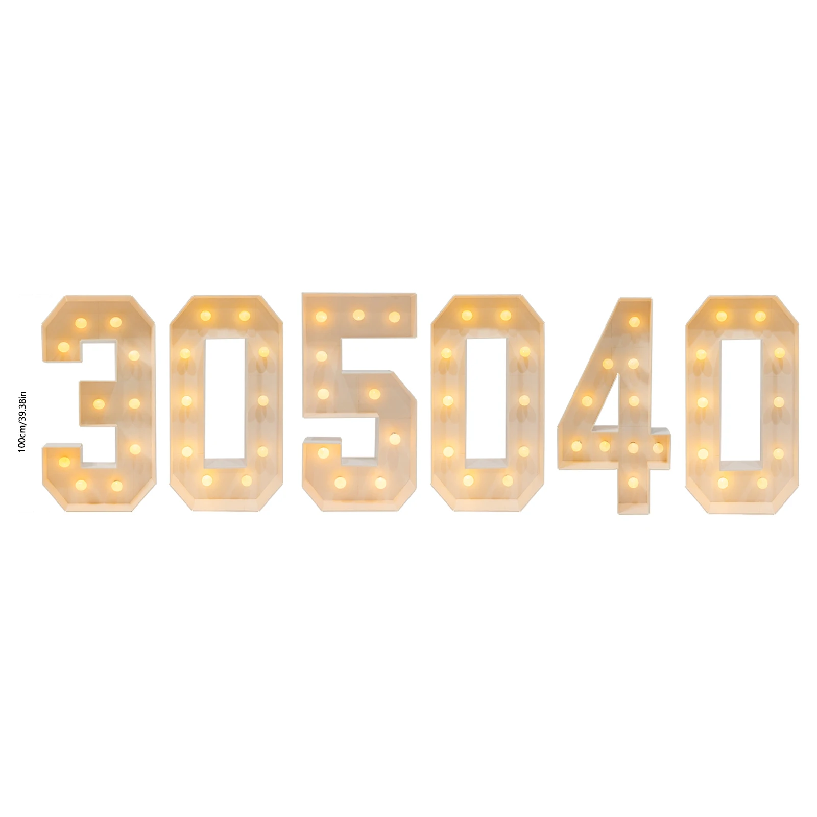 LKHDONG Lampe Chiffre LED 40 - Grand Chiffre Lumineux 100 Cm Avec 20 Ampoules LED - Décoration Anniversaire Et Fête