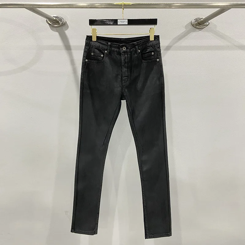 PFNW High Quality Men's Trousers Darkwear Classic Versatile Wax Coating Craft Slimming Basic Jeans Black Runway Pants 28W5606 2
