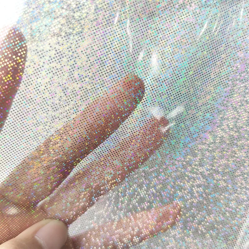 

1 yard Transparent Holographic Faux Leather Sheets PVC Vinyl Colored Soft Plastic Film Fabric for DIY Handbags Making Craft