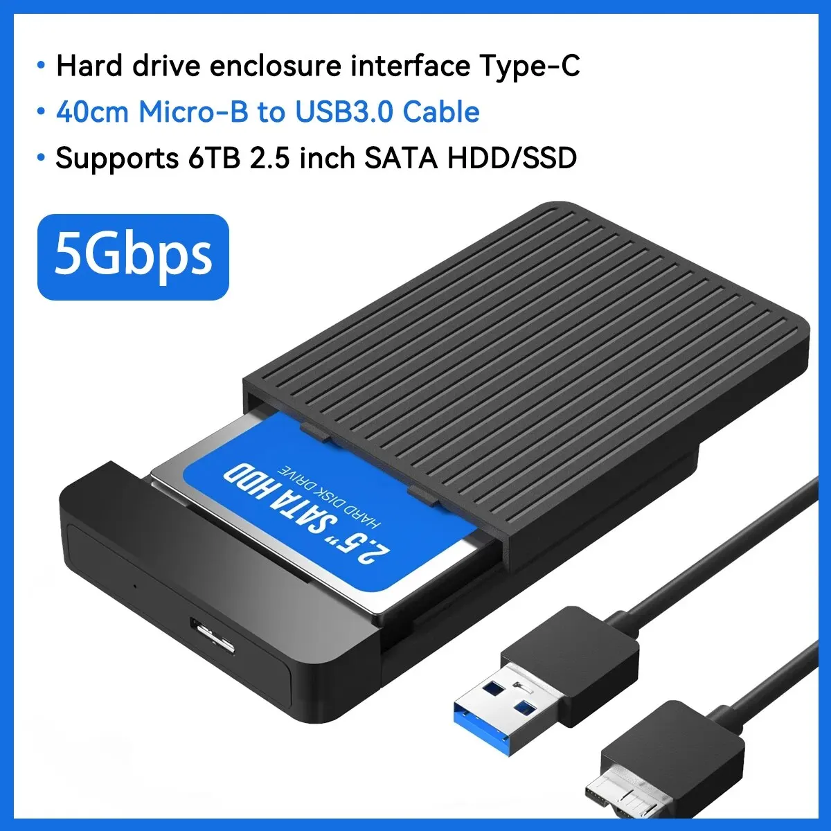 Boîtier Externe Pour Disque Dur 2.5" - USB 3.1 5Gbps, Compatible SSD/HDD, Plug & Play, Transparent
