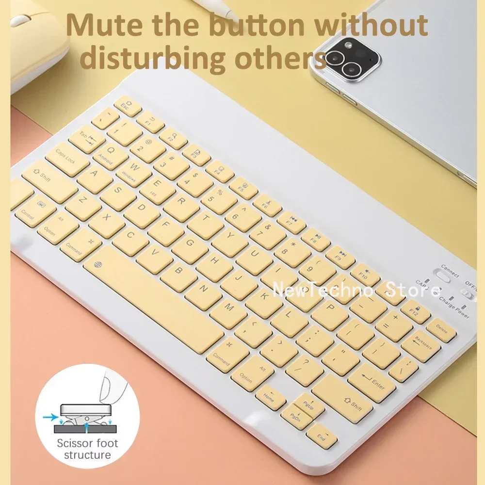 Mini Teclado sem Fio Bluetooth Fino para Ipad Xiaomi Samsung Huawei Android Ios Windows - Imagem 2
