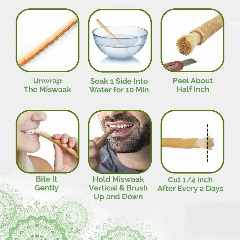 1Pcs S/L Misvak zahnbürste Tragbare Natürliche Miswak Zahnbürste Traditionelle Zahnaufheller & Manuelle Zahnpflege Stick Für reise – Detail 8