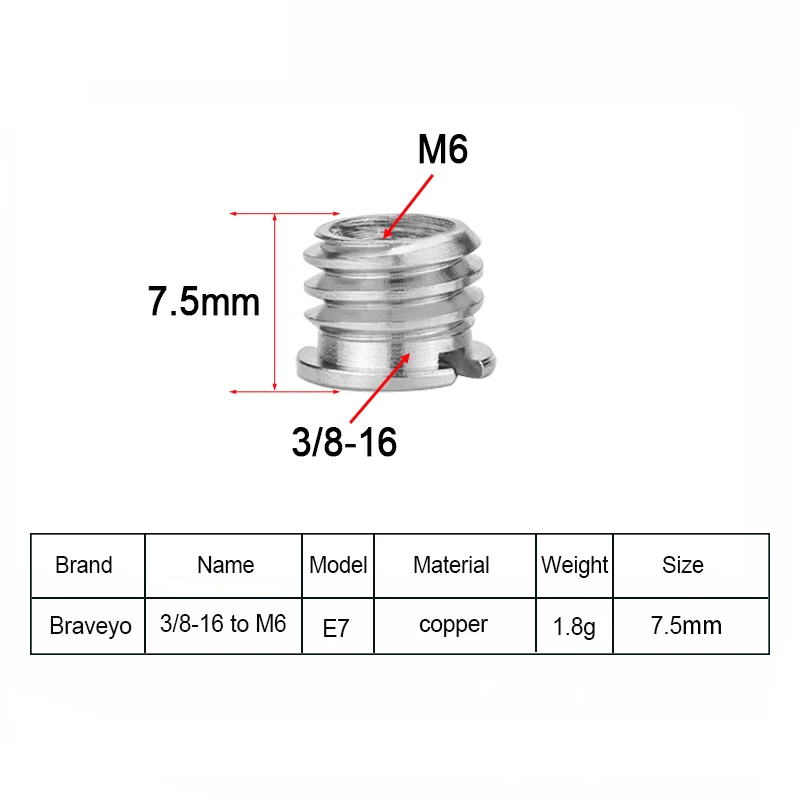 Camera Screw Set 6PCS M6 1/4 to 3/8-16 Inch Conversion Screw Ballhead Quick Release Mount Adapter for DSLR Camera Monopod