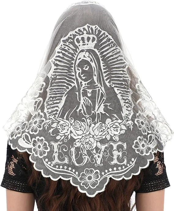 Catholic Church Mass Veil Spanish Chapel Lace Mantilla Veil Embroidery Head Covering for Women