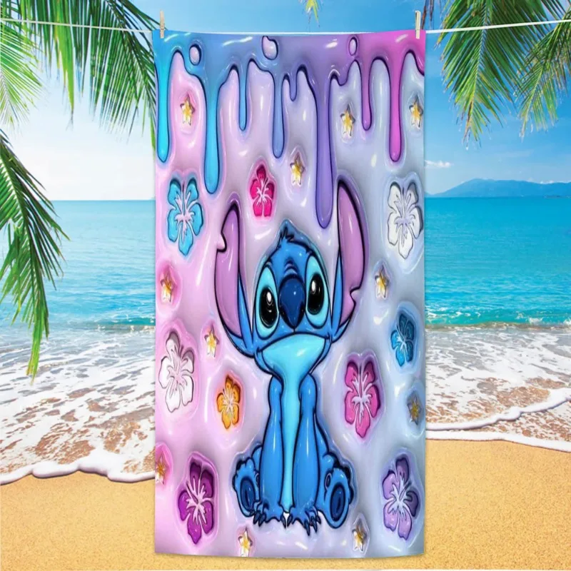

MINISO Stitch банное полотенце с мультяшным принтом 3D Печатные аниме фигурки Kawaii Детские пляжные полотенца летние аксессуары для ванной комнаты