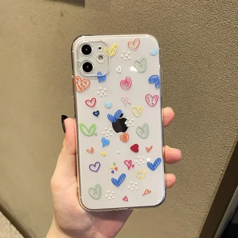 Charming Daisy Heart Pattern Soft Clear Phone Case