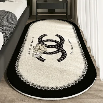 French-Style Cashmere Bed & Living Room Rug – Non-Slip, Dirt-Resistant Oval Carpet” 1