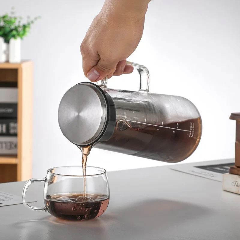 Coffee Maker Coffee Pot Iced Coffee Maker 1000/1400ML Glass Cold Brew Coffee Pot with Filter 4-8 Cups Water Bottle Extracted Espresso for Home