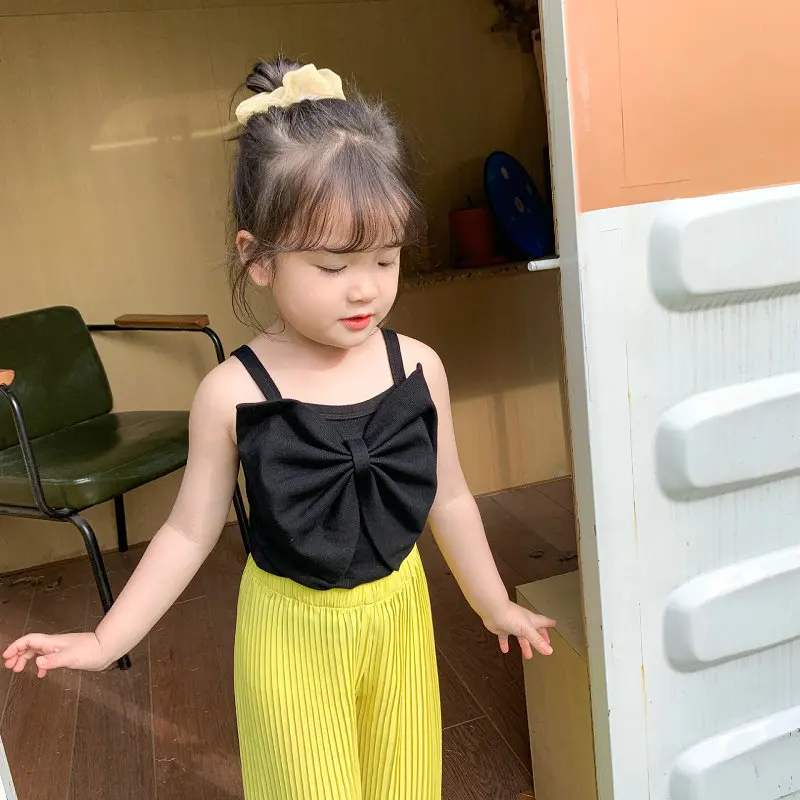 여아 캐미솔 큰 리본 다용도 탑 베스트 패션 & 다용도 2025 여름 신상 아동복 (3-8세)