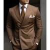 Formal Men 2 Piece Brown Wedding Suits Groom Tuxedo Slim Fit Peak Lapel Blazer Pants Business Suits Costume Homme For Party Prom 2