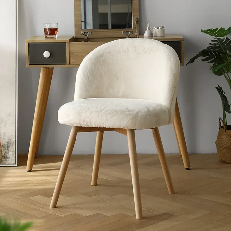 Tabouret de coiffeuse moderne en boucle blanche avec siège rond et chaise  de coiffeuse pour chambre à coucher - Blanc