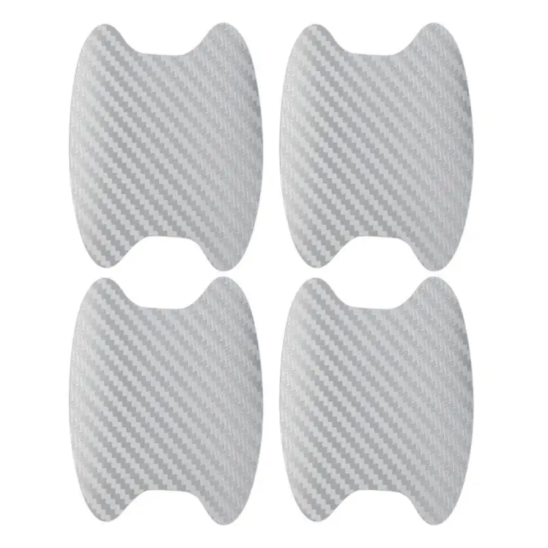 thumbnail image 1 of piezas de manija de puerta de coche, tazón de tazón, pegatina protectora contra rayones, manija de puerta de coche de fibra de carbono plateada, protector de muñeca, accesorios exteriores, 1 of 5