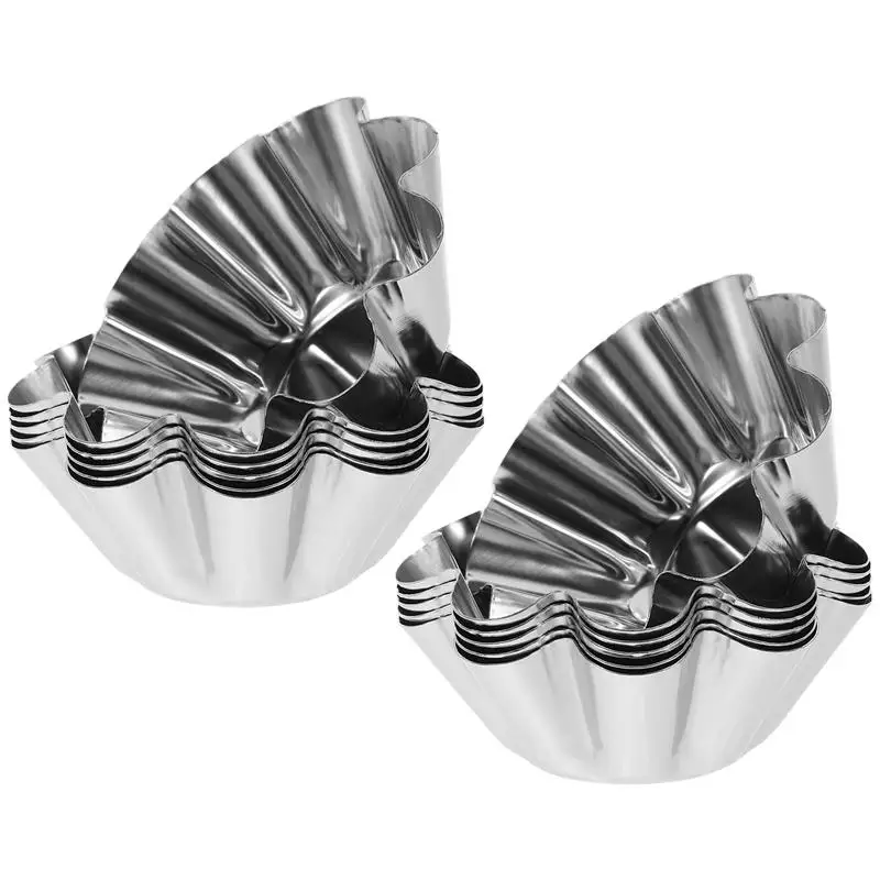 Nonstick Ripple Aluminum Alloy Egg Tart Mold 12pcs Flower Shape Reusable Cupcake and Muffin Baking Tartlets Pans Moulds Kitchen cake mold