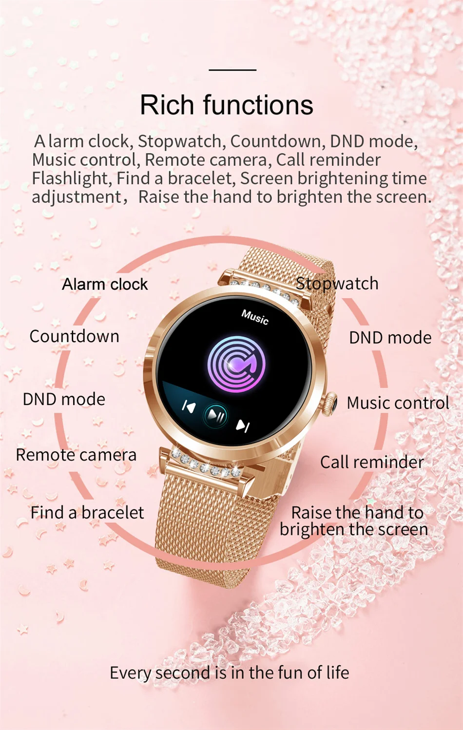2022 New Smart Watch Women Heart Rate Health Monitoring Sport Fitness Tracker IP68 Waterproof Smart Alarm Clock Smartwatch Ladie