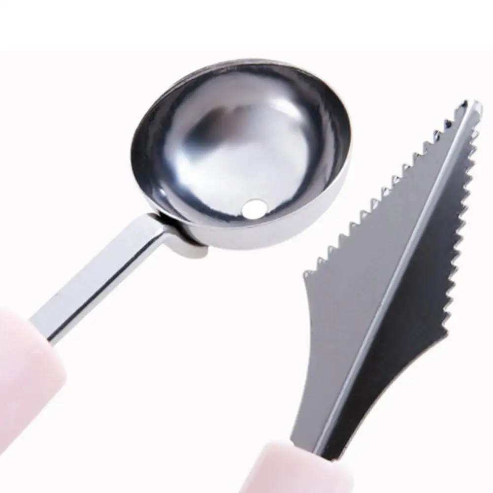 2 in1 Dual-head Stainless Steel Carving Knife Fruit Watermelon Ice Cream Baller Scoop Stacks Spoon Kitchen Accessories Home ice cream scoop
