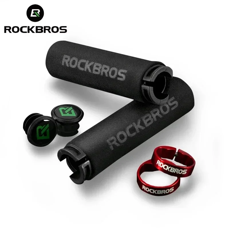 ROCKBROS Non-Slip Bicycle Grips Ergonomic Bicycle Handlebar Grips TPR Rubber Double Locking For MTB Road Bikes BMX Scooter 13 X 2.22 Cm Silver Black - Foto 3