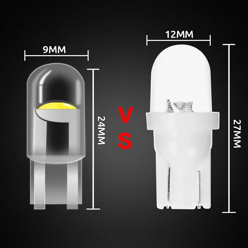 LED car lights 10PCS T10 W5W COB LED Bulbs Car Wedge Parking Lights Auto License Plate Lamps Dome Read Lights 12V Universal