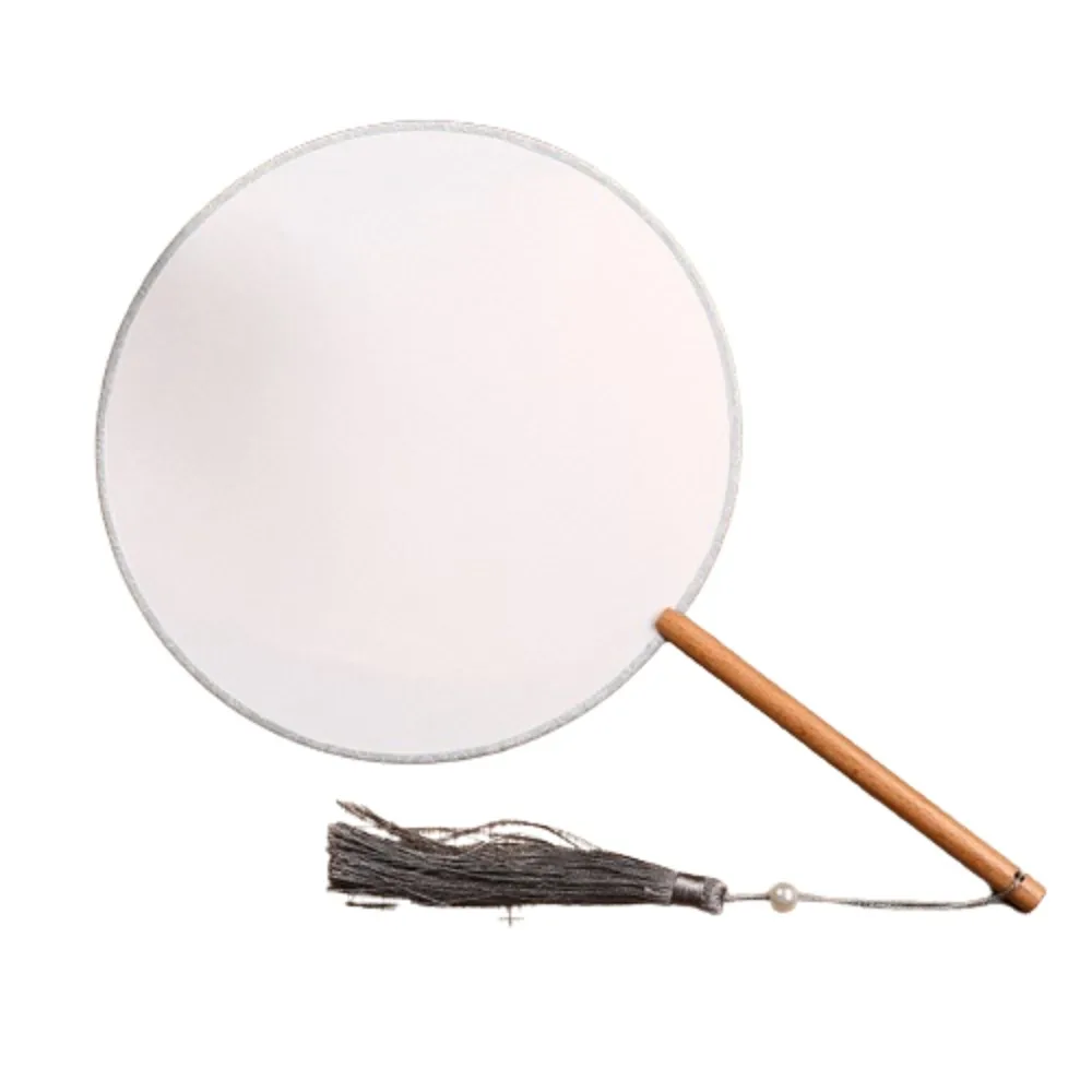 Vintage-Style Hand Fan with Tassel - Elegant Unfinished Art