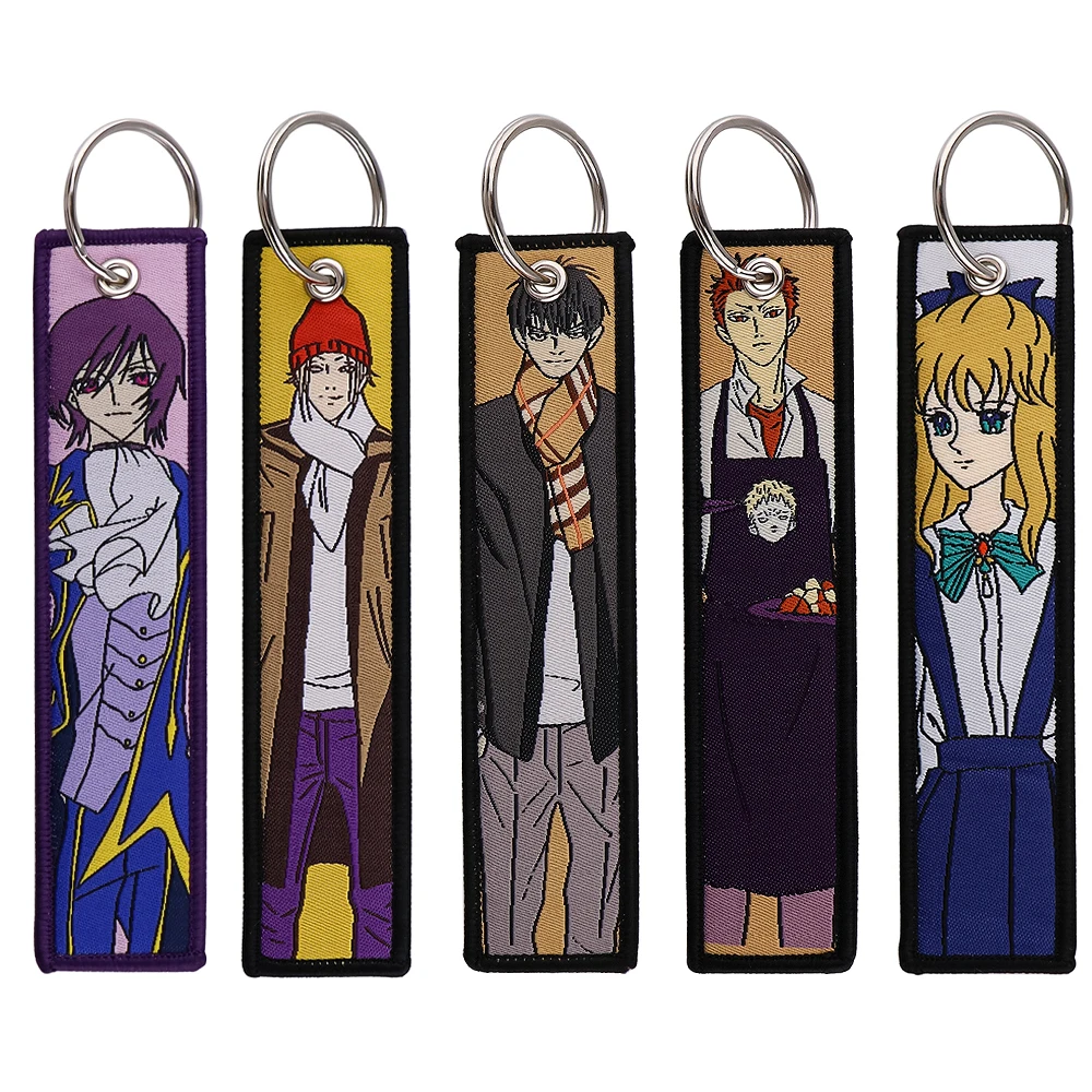 

Anime 19 days Keychains Cars Jet Tag Cool Embroidery Key Tag Motorcycles Backpacks Accessories Decorative Keyrings Gift 1PCS
