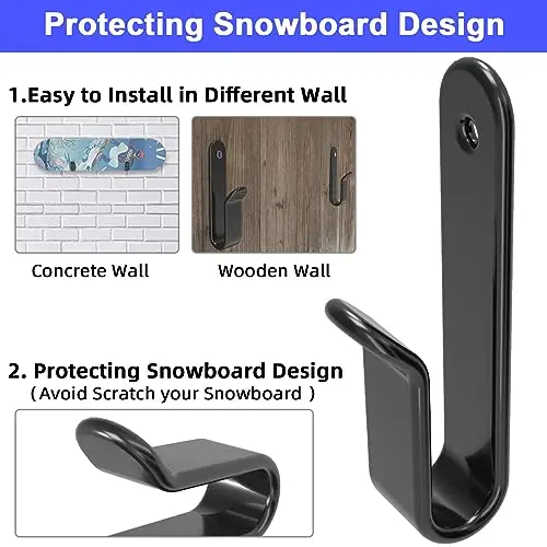 Snowboard Storage Rack Wall Mounted Surfboard Holders Stand