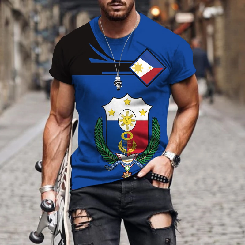 

2023 Fashion Design Men's Summer Tshirt 3D Printing Flag National Emblem Street Casual Style Tshirt Quick-Drying Breathable