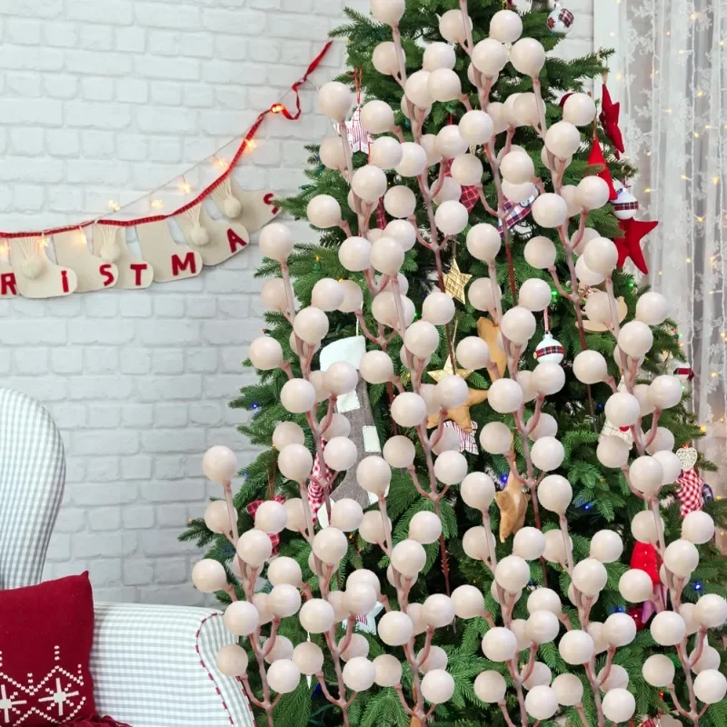Description Picture 5 of item40/4PCS Artificial White Berries Stems Christmas Berry Branches Fake Fruit Flowers DIY Wedding Party New Year Home Decorations