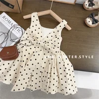 Robe d'été à pois pour filles, nouvelle collection, avec nœud, sans manches, style princesse, décontractée, vêtements doux, mode enfant, Vestidos, 2-8 ans 1