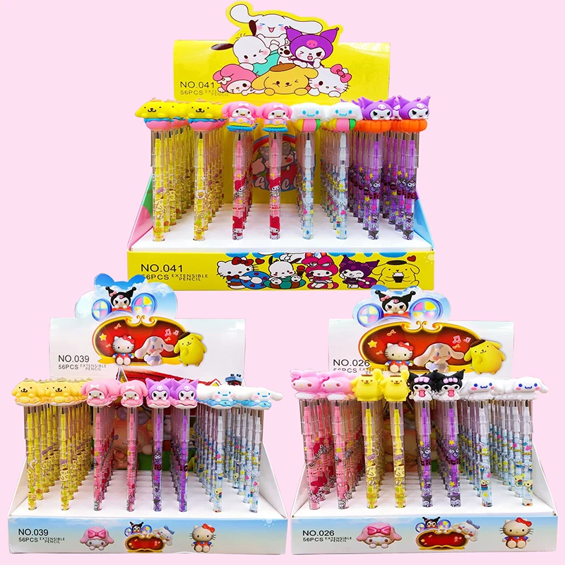 

56 шт. Sanrio механический карандаш Cinnamoroll Kuromi Melody силиконовая головка пишущий карандаш школьные принадлежности канцелярские принадлежности оптом