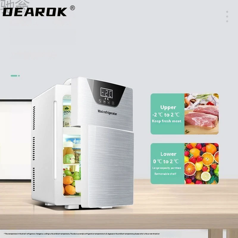 20L Kitchen Refrigerator Dual-Door Fridge Freezer Electric Refrigerator Household Rental Frigobar Dual-use Cold Frigidaire