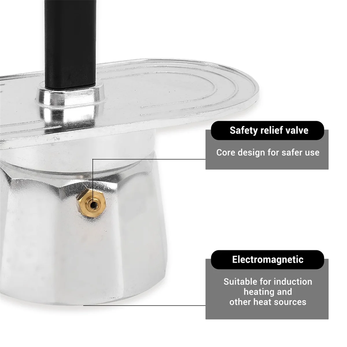 Compact 2 Cup Stovetop Espresso Maker - 100ml Double Aluminum Coffee Pot for Home, Cafe, or Office