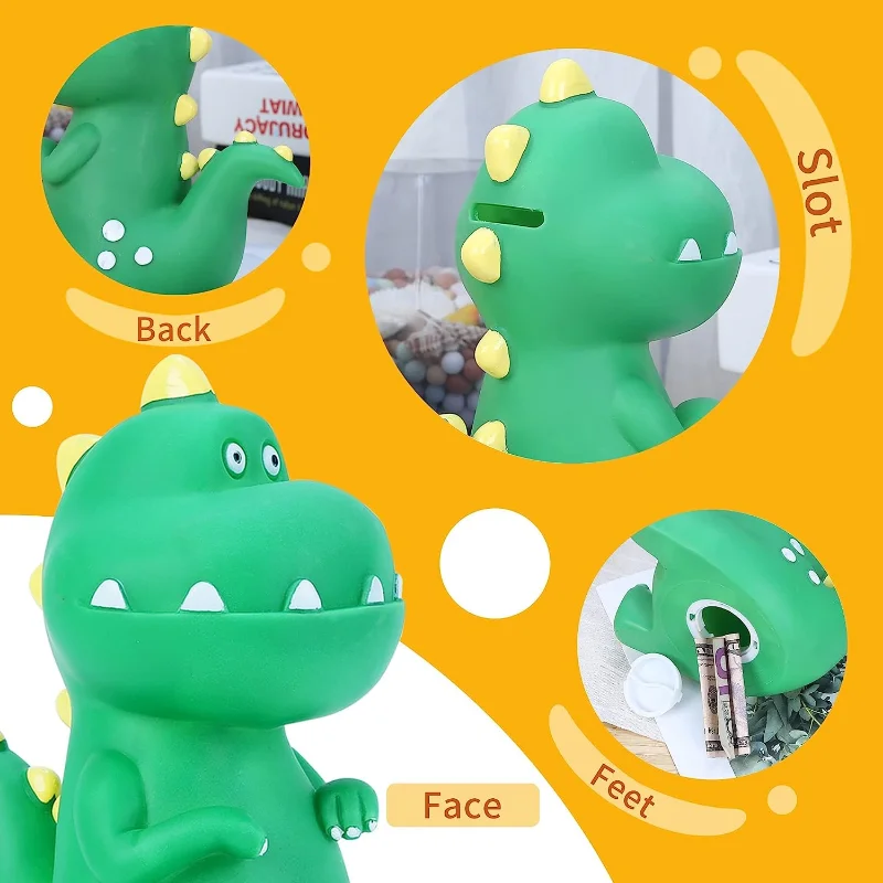 Dinosaur Money Bank, Shatterproof Tyrannosaurus Rex Piggy Bank, First Coin Gifts for Kids Boys Girls Home Decoration