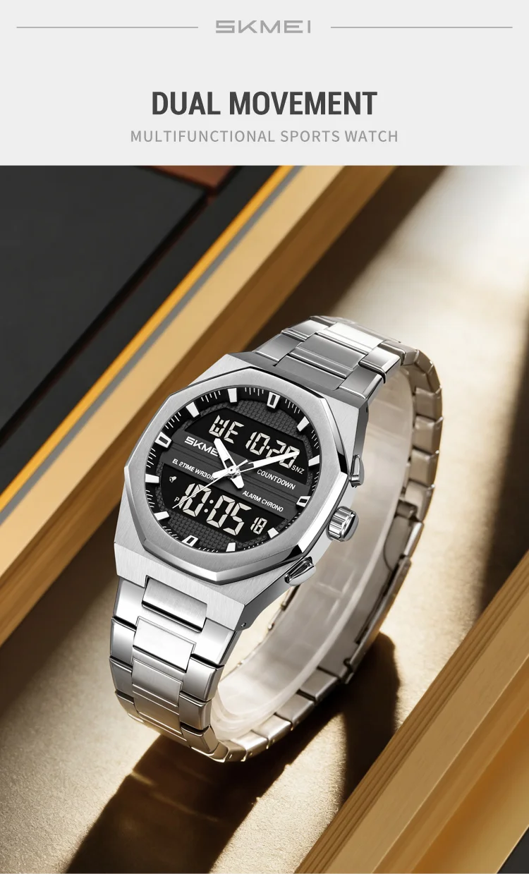 SKMEI 2624 Neue Freizeit Herren Mode Sport Business Chrono Quarz Digitaluhr Dual-Display Armbanduhr Uhr Relogio Masculino – Detail 5