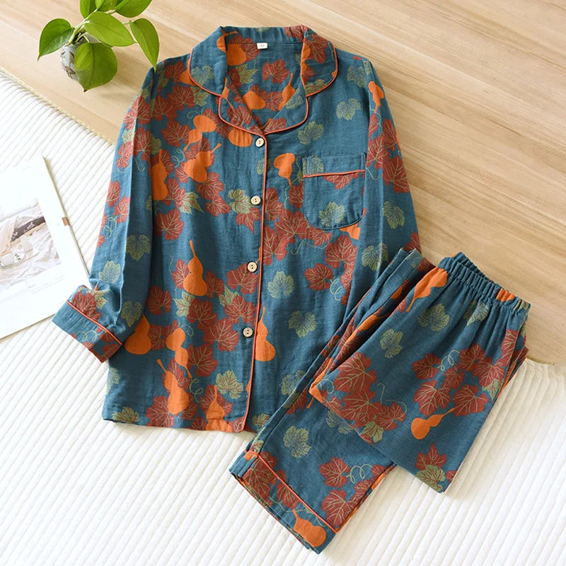 Japanese Vintage Floral Cotton Pajama Set