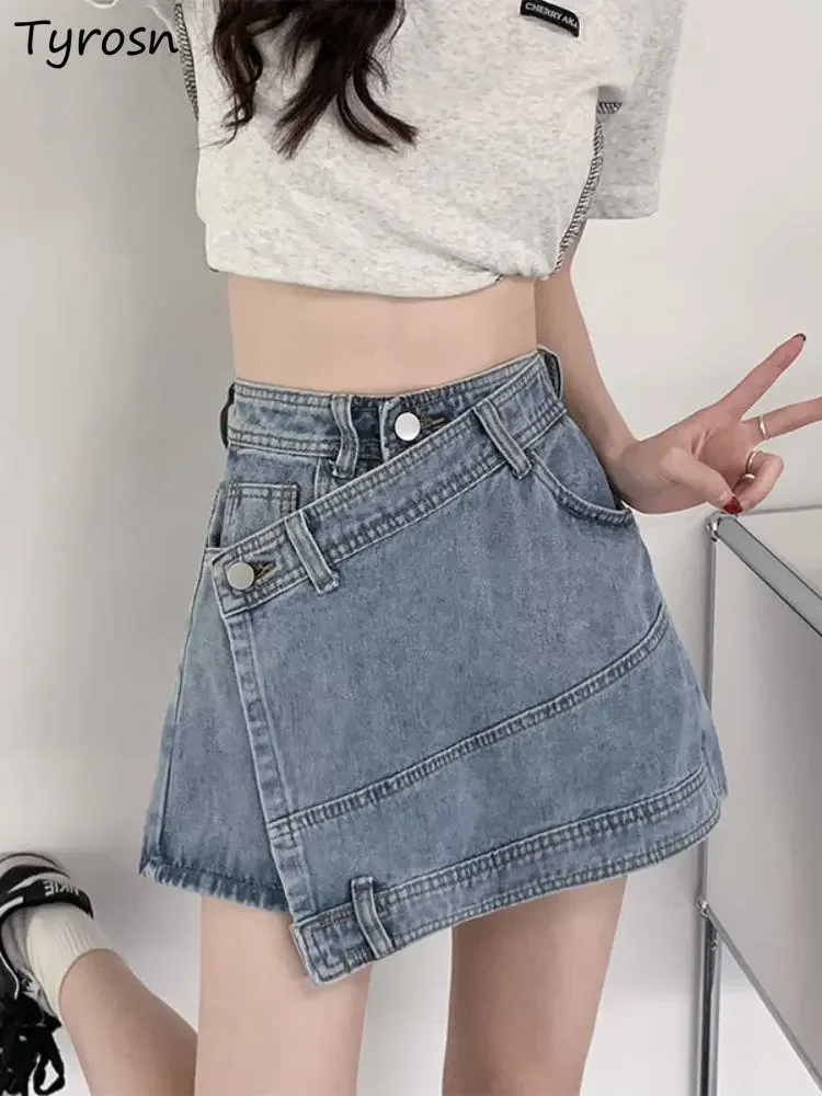 

Shorts Women Asymmetrical Summer Design Denim Fashion Simple Solid Daily Ladies All-match Korean Style Sexy Leisure High Waist