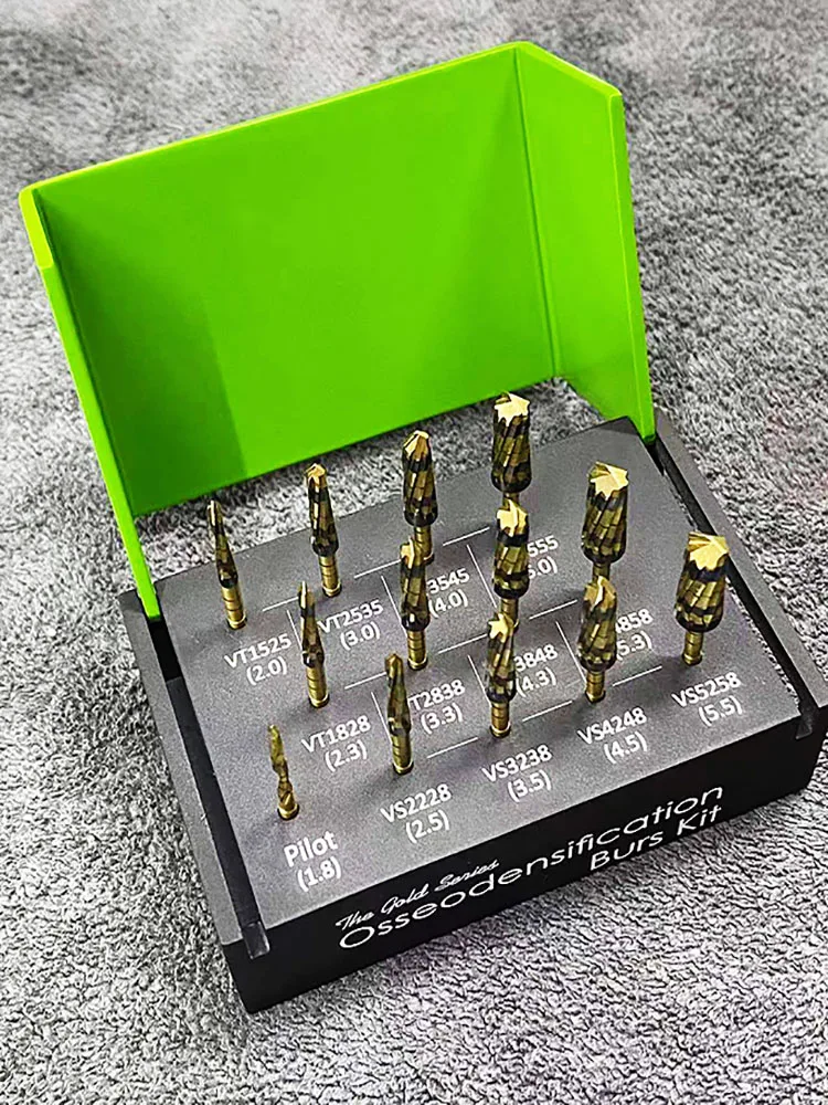 13 Stks/set Titanium Dental osseodensification Bur Boren Dental Implant Green Kit Chirurgisch Roest Gratis