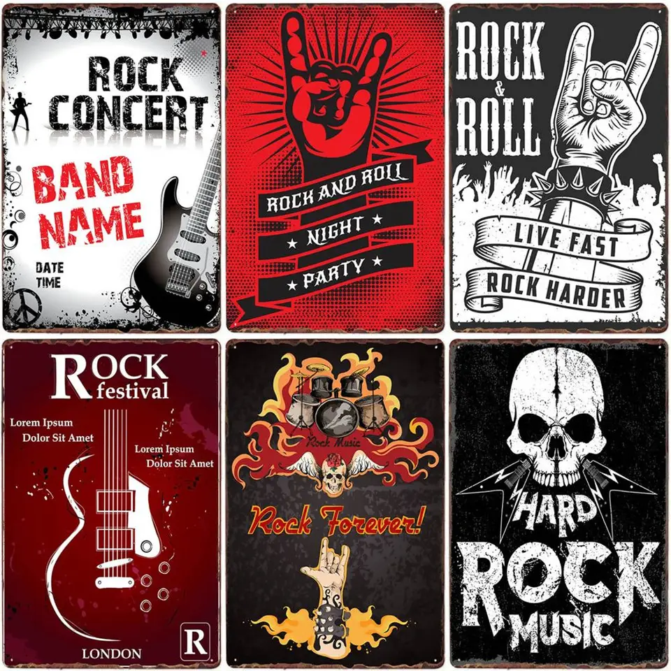 Rock Music Vintage Tin Sign, Rock Roll Metal Art Poster, Hard Rock