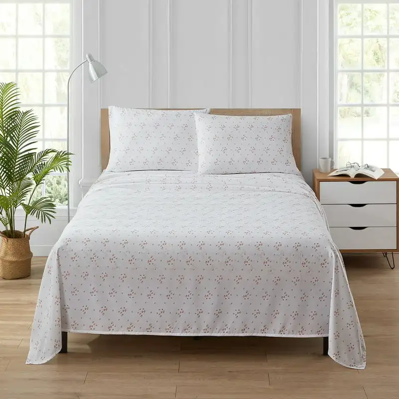 

Floral 4-Piece Soft Washed Microfiber Sheet Set, Queen Table protector Table cloths Table cover waterproof plastic Lace tableclo