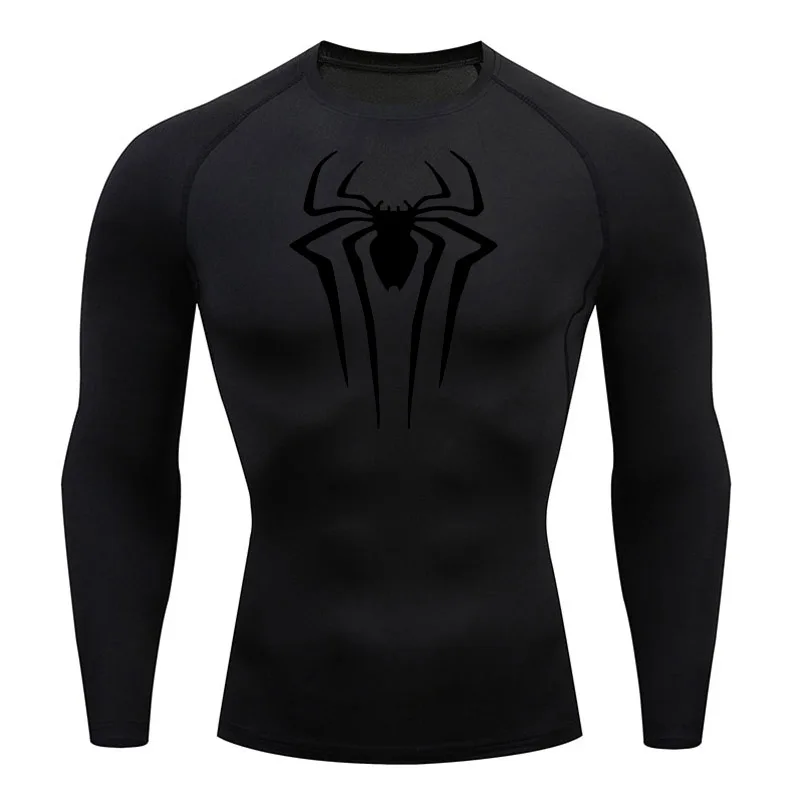 Compression Shirt Men's T-Shirt Long Sleeve Black Top Fitness Sunscreen Second Skin Quick Dry Breathable Casual long T-Shirt 4XL