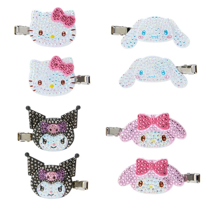 

Original Sanrio Crystal Hair Clip Hello Kitty Melody Kuromi Cinnamoroll Kawaii Sparkling Fairy Princess Bangs Hairpin Decoration