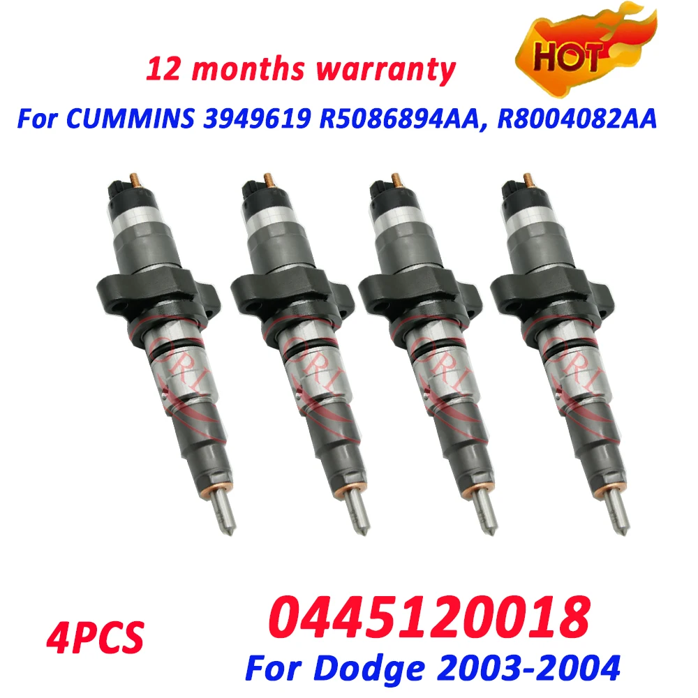 

4PCS Diesel 0445120018 Auto Accessory Injectors 0445120113 CUMMINS 3949619 R5086894AA R8004082AA FOR Dodge 2003-2004.5