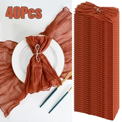 Elegant Sage Green Boho Gauze Table Napkins - Set of 10-100, 50x50cm (40Pcs Terracotta)