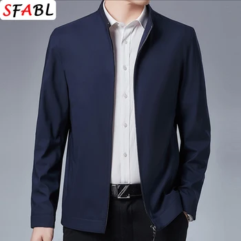Solid Quality Men's Jacket Business Casual Luxury Blazer for Men Zipper Jacket Office Dress Coat Spring Autumn New Outerwear 3XL 1