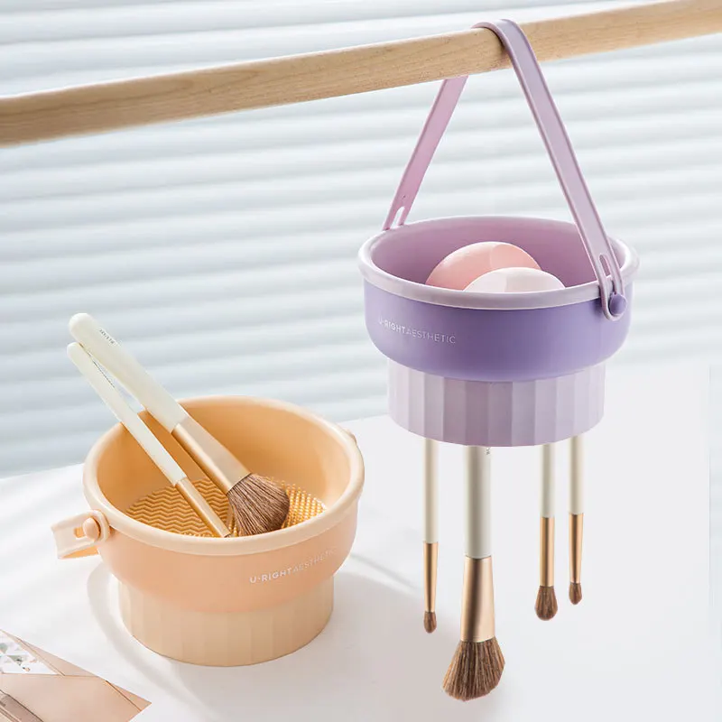 1PC Makeup Brush Cleaning Organizer Portable Brushes Makeup Egg Powder Puff Cleaning Filter Brush Drying Stand Makeup Box