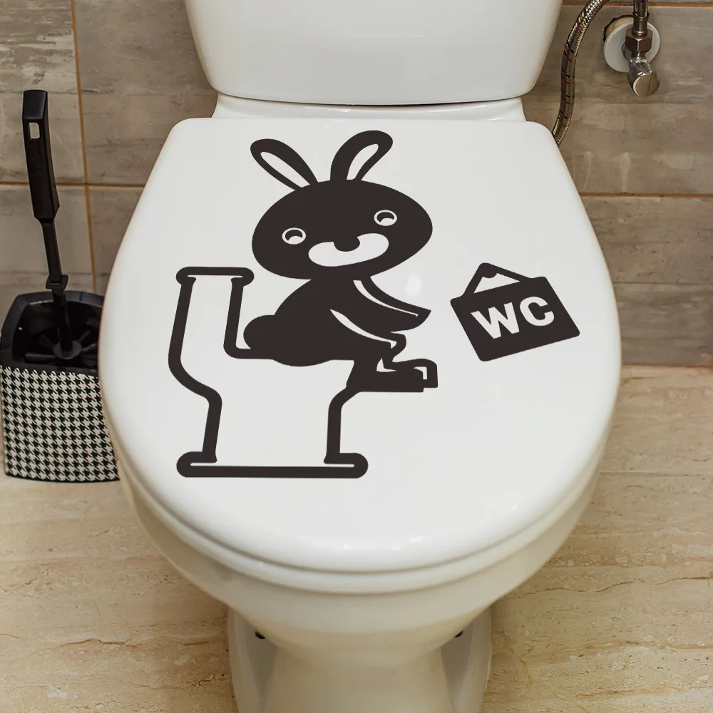 C15# Cartoon Naughty kids Toilet Stickers Child Urination Toilet Lid WC Door Sticker Removable Decor Paper Household Decal